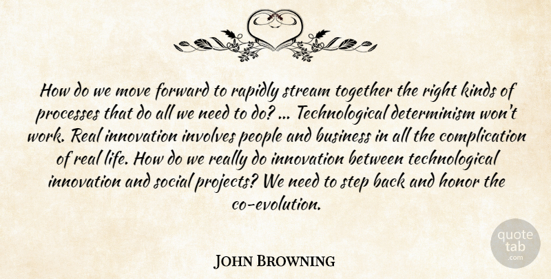 John Browning Quote About Business, Forward, Honor, Innovation, Involves: How Do We Move Forward...