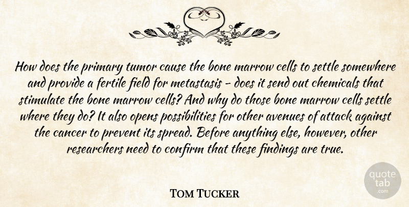 Tom Tucker Quote About Against, Attack, Avenues, Bone, Cancer: How Does The Primary Tumor...