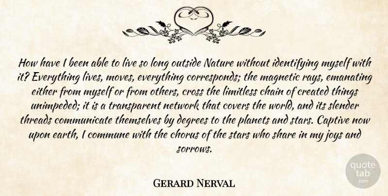 Gerard De Nerval Quote About Stars, Moving, Long: How Have I Been Able...