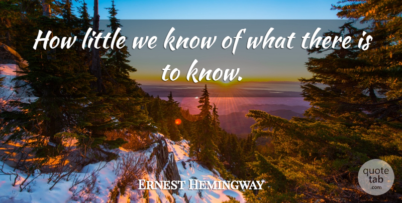Ernest Hemingway Quote About Knowledge, Littles, Tolls: How Little We Know Of...