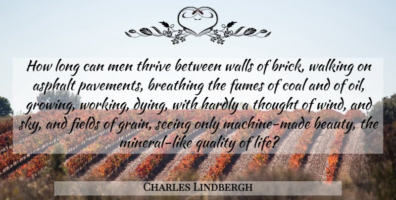 Charles Lindbergh Quote About Wall, Men, Wind: How Long Can Men Thrive...