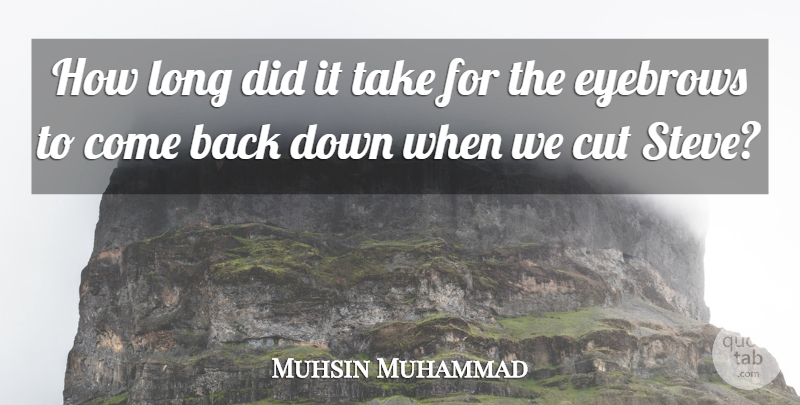 Muhsin Muhammad Quote About Cut, Eyebrows: How Long Did It Take...