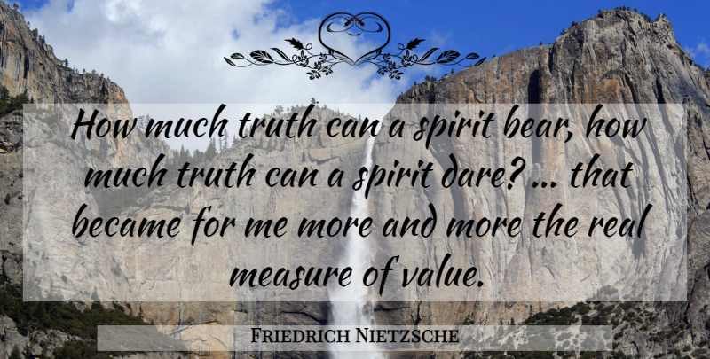 Friedrich Nietzsche Quote About Real, Bears, Spirit: How Much Truth Can A...