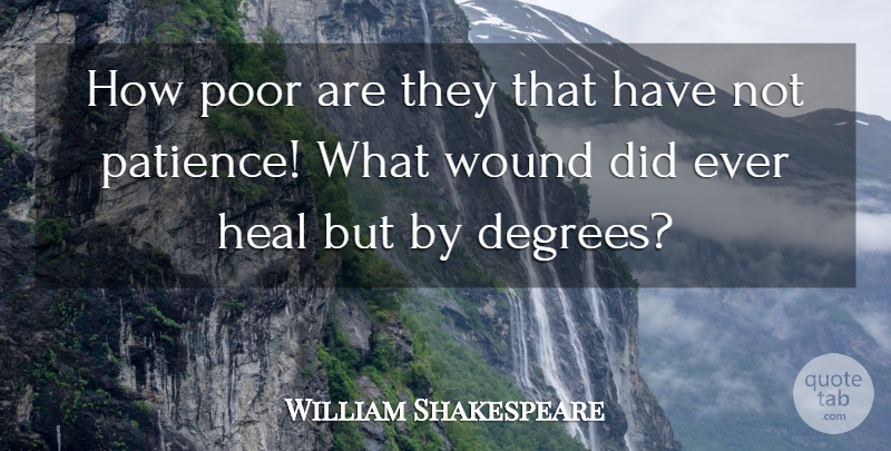 William Shakespeare Quote About Patience, Degrees, Poor: How Poor Are They That...