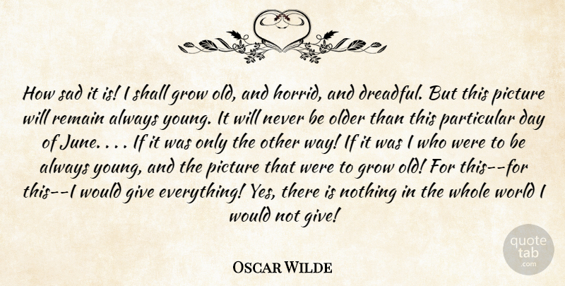 Oscar Wilde Quote About Age And Aging, Grow, Older, Particular, Picture: How Sad It Is I...