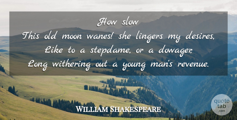 William Shakespeare Quote About Moon, Men, Long: How Slow This Old Moon...