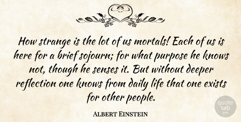 Albert Einstein Quote About Brief, Cooperation, Daily, Deeper, Einstein: How Strange Is The Lot...