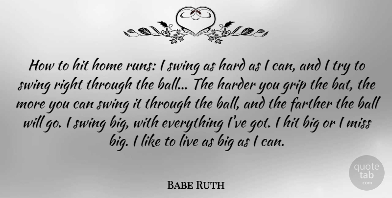 Babe Ruth Quote About Baseball, Running, Home: How To Hit Home Runs...