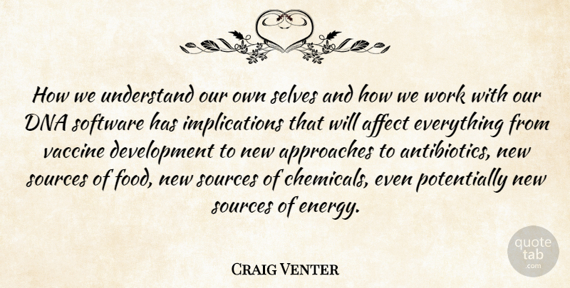 Craig Venter Quote About Affect, Approaches, Dna, Food, Selves: How We Understand Our Own...