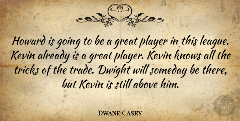 Dwane Casey Quote About Above, Dwight, Great, Kevin, Knows: Howard Is Going To Be...