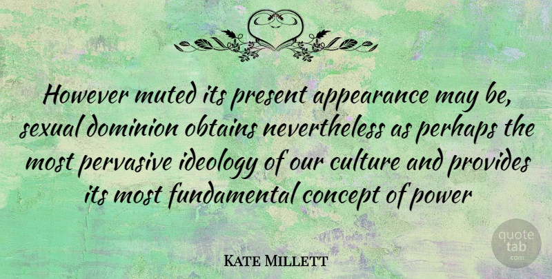 Kate Millett Quote About Power, Fundamentals, May: However Muted Its Present Appearance...