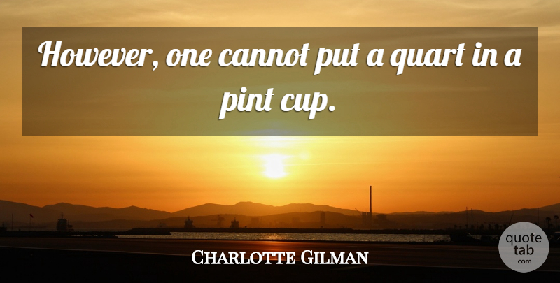 Charlotte Perkins Gilman Quote About Cups, Illusion, Pints: However One Cannot Put A...