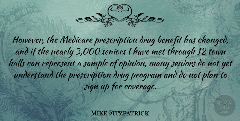 Mike Fitzpatrick Quote About Senior, Drug, Benefits: However The Medicare Prescription Drug...