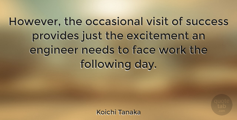 Koichi Tanaka Quote About Success, Needs, Faces: However The Occasional Visit Of...