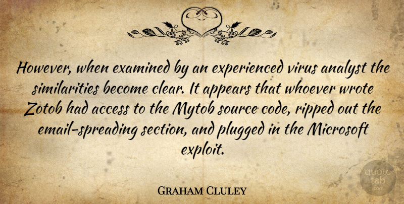Graham Cluley Quote About Access, Analyst, Appears, Examined, Microsoft: However When Examined By An...