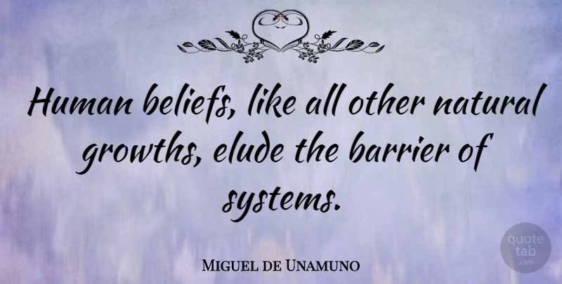 Miguel de Unamuno Quote About Believe, Elude Us, Growth: Human Beliefs Like All Other...