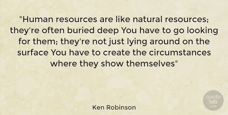 Ken Robinson Quote About Education, Lying, Natural: Human Resources Are Like Natural...