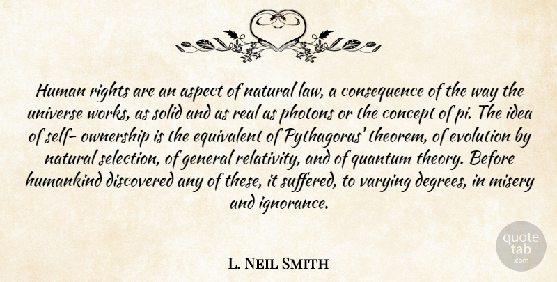 L. Neil Smith Quote About Real, Ignorance, Rights: Human Rights Are An Aspect...