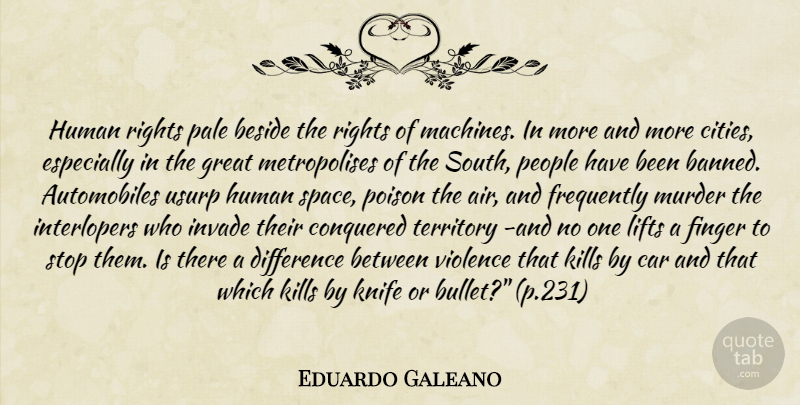 Eduardo Galeano Quote About Rights, Air, Knives: Human Rights Pale Beside The...
