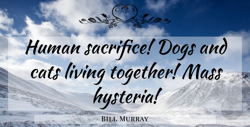 Bill Murray Quote About Dog, Cat, Sacrifice: Human Sacrifice Dogs And Cats...