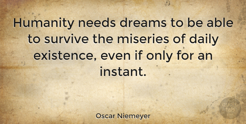 Oscar Niemeyer Quote About Dream, Humanity, Able: Humanity Needs Dreams To Be...