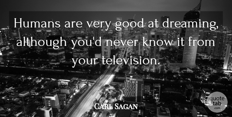 Carl Sagan Quote About Dream, Television, Vastness: Humans Are Very Good At...