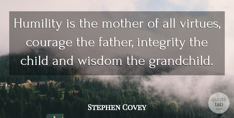 Stephen Covey Quote About Mother, Children, Father: Humility Is The Mother Of...