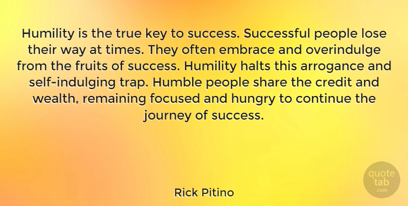 Rick Pitino Quote About Humble, Humility, Successful: Humility Is The True Key...