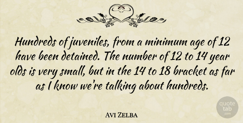 Avi Zelba Quote About Age, Bracket, Far, Minimum, Number: Hundreds Of Juveniles From A...