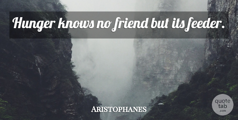 Aristophanes Quote About No Friends, Ending Hunger, World Hunger: Hunger Knows No Friend But...