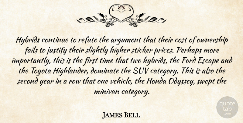 James Bell Quote About Argument, Continue, Cost, Dominate, Escape: Hybrids Continue To Refute The...