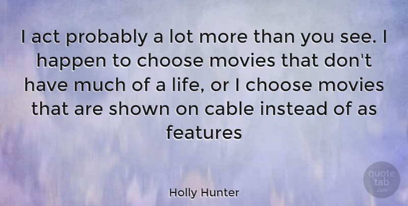 Holly Hunter Quote About Features, Happens, Cables: I Act Probably A Lot...