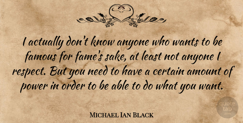 Michael Ian Black Quote About Amount, Anyone, Certain, Famous, Order: I Actually Dont Know Anyone...