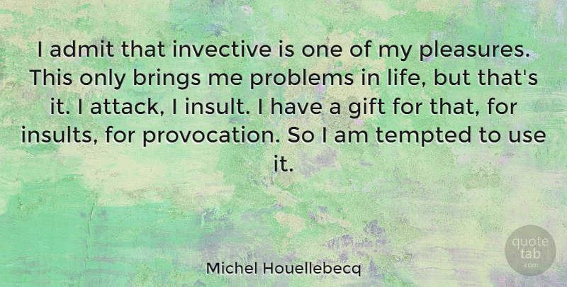Michel Houellebecq Quote About Use, Insult, Problem: I Admit That Invective Is...