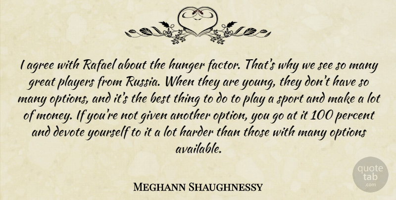 Meghann Shaughnessy Quote About Agree, Best, Devote, Given, Great: I Agree With Rafael About...