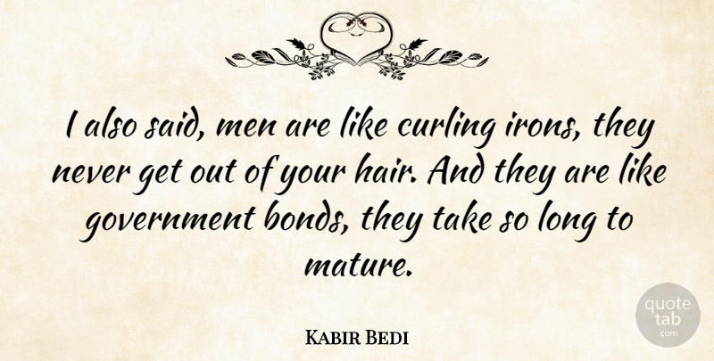 Kabir Bedi Quote About Men, Iron, Hair: I Also Said Men Are...