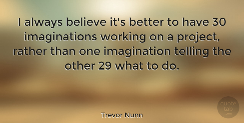 Trevor Nunn Quote About Believe, Imagination, Projects: I Always Believe Its Better...