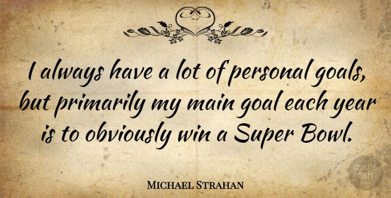 Michael Strahan Quote About Winning, Years, Goal: I Always Have A Lot...