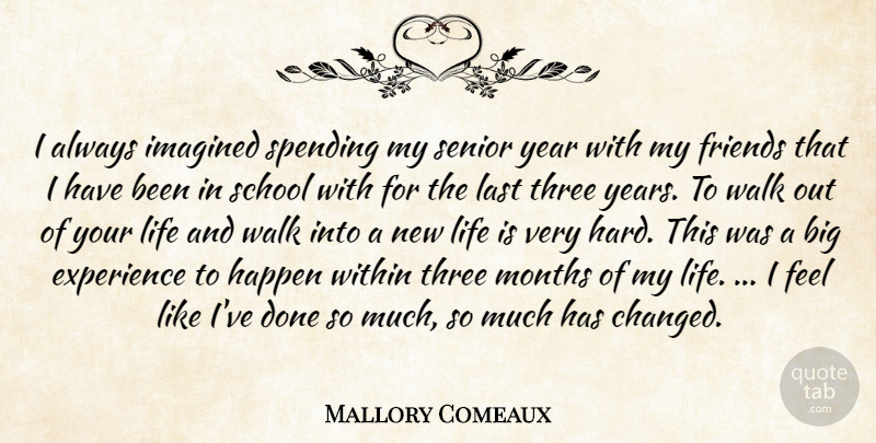 Mallory Comeaux Quote About Experience, Friends Or Friendship, Happen, Imagined, Last: I Always Imagined Spending My...