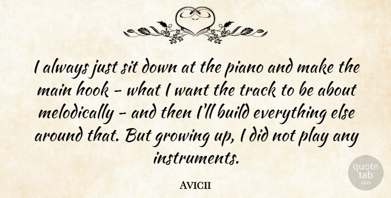 Avicii Quote About Hook, Main, Sit, Track: I Always Just Sit Down...