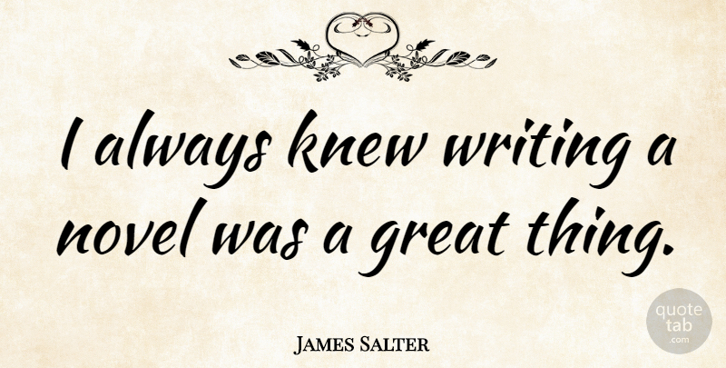 James Salter Quote About Writing, Novel, Great Things: I Always Knew Writing A...