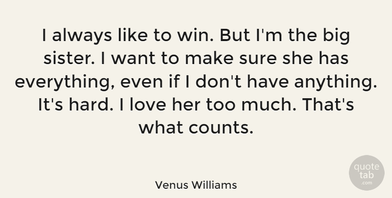 Venus Williams Quote About Love, Sister, Sports: I Always Like To Win...