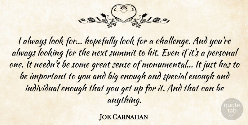 Joe Carnahan Quote About Great, Hopefully, Individual, Next, Personal: I Always Look For Hopefully...