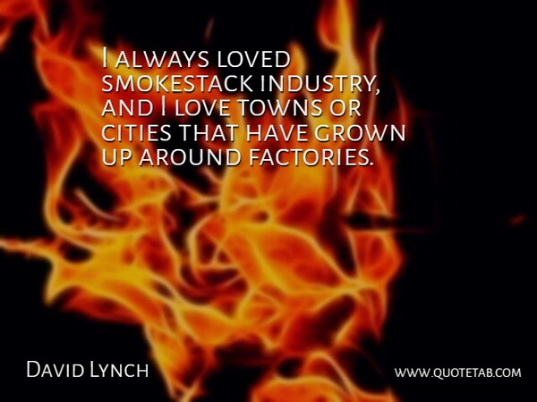 David Lynch Quote About Cities, Towns, Factories: I Always Loved Smokestack Industry...
