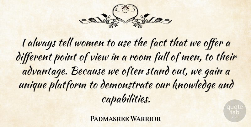 Padmasree Warrior Quote About Unique, Men, Views: I Always Tell Women To...