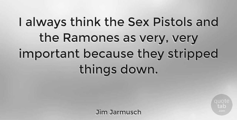 Jim Jarmusch Quote About Sex, Thinking, Important: I Always Think The Sex...