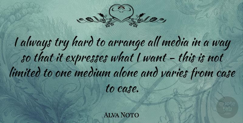 Alva Noto Quote About Alone, Arrange, Expresses, Hard, Limited: I Always Try Hard To...