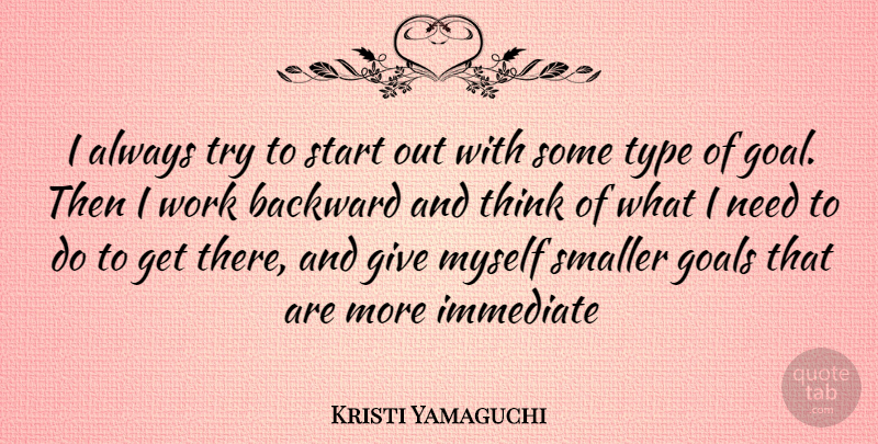 Kristi Yamaguchi Quote About Thinking, Giving, Goal: I Always Try To Start...
