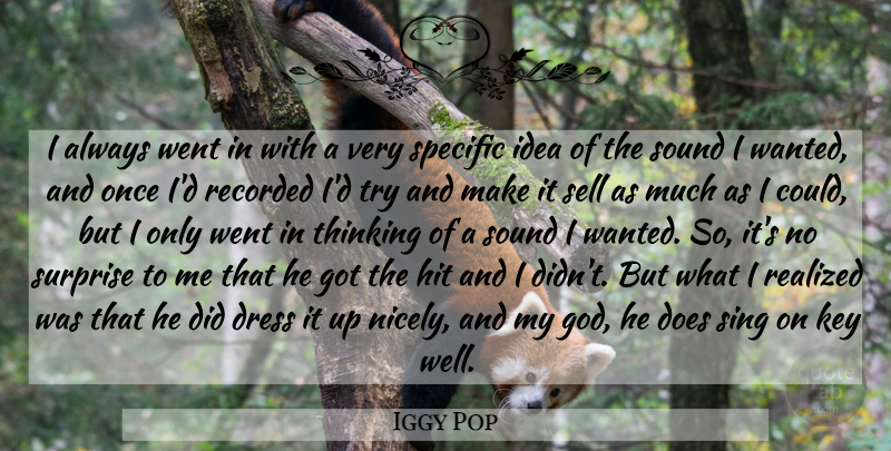 Iggy Pop Quote About Thinking, Ideas, Keys: I Always Went In With...