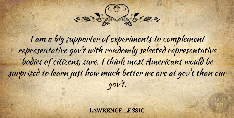 Lawrence Lessig Quote About Thinking, Citizens, Body: I Am A Big Supporter...